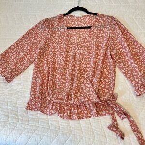 Floral Wrap Top - Pink